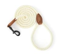 Mile High Life Correa para perro, correas de cuerda de algodón trenzado con punta de cuero con punta de cuero, cierre de metal resistente, 5 pies, 1/2 pulgada de grosor, correa de boda, correa de