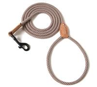 Mile High Life Correa para perro pequeño, correa de cuerda fina con conexión de cuero genuino y cierre de metal resistente, ideal para perros pequeños y medianos (marrón, 152 cm-1/3)