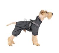 Mile High Life Impermeable para Perros pequeños, Impermeable Ajustable con arnés y Banda Reflectante (Gris, XXS)
