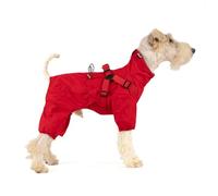 Mile High Life Impermeable para Perros pequeños, Impermeable Ajustable con arnés y Banda Reflectante (Rojo, M)