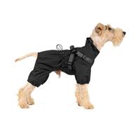 Mile High Life Impermeable para Perros pequeños, Impermeable Ajustable con arnés y Banda Reflectante (Negro, L)