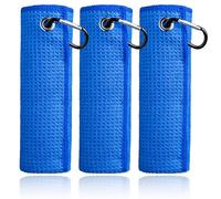 Mile High Life Paquete de 3 toallas de golf de microfibra, 16 x 16 pulgadas, diseño de patrón de gofre con clip de mosquetón, súper absorbentes, toallas de pelota de golf pequeñas, accesorios de bolsa