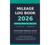 Mileage Log Book 2026: Vehicle Mileage Tracker for Gig Drivers, Rideshare & Delivery - Odometer Log with 2026 IRS Rates, Expense Tracker | Uber Lyft DoorDash Instacart