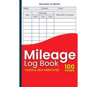 Mileage Log Book: Simple Auto Vehicle Mileage Tracker Journal for Business or Personal Taxes and Self Employed, Size 6x9 Inch, 100 Pages