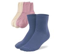 MILENA Calcetines Mujer Algodón Transpirables y Suaves Pack de 3 Pares Sin Costuras Cómodos y Elegantes para Uso Diario Regalo Mujer Talla Única Azul Denim Ecru Rosa Empolvado