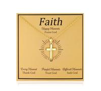 MILEPOSTJEW Collar de cruz chapado en oro con circonita cúbica, joyería religiosa inspirada en la fe para mujeres, collar con colgante cristiano espiritual, regalo para cada momento agradecer, confiar