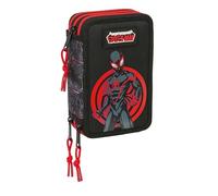 MILES MORALES - Estuche Escolar con 37 Útiles Incluidos, Estuche Infantil, Estuche Niño, Ideal para Niños de 5 a 14 Años, Cómodo y Versátil, Calidad y Resistencia, 12.5x5.5x19.5 cm