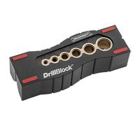 Milescraft 1312 DrillBlock - Plantilla portátil de taladrado con casquillos para 6 tamaños de broca imperiales, accesorio de precisión para perforar