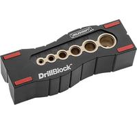 Milescraft 1312 DrillBlock - Plantilla portátil de taladrado con casquillos para 6 tamaños de broca imperiales, accesorio de precisión para perforar