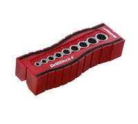 Milescraft 1385 DrillBlock+ Guía de perforación métrica de mano, plantilla de perforación con guías de taladro para 9 de los tamaños de broca más comunes, accesorio de herramienta de perforación de