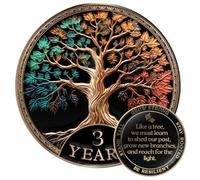 MilestoneMint Juego de regalo de monedas de sobriedad de afirmación | Medallón con chip AA del árbol de la vida con cápsula de fichas, soporte y tarjeta | Regalos de sobriedad para aniversario, mes y