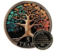 MilestoneMint Juego de regalo de monedas de sobriedad de afirmación | Medallón con chip AA del árbol de la vida con cápsula de fichas, soporte y tarjeta | Regalos de sobriedad para aniversario, mes y