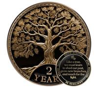 MilestoneMint Juego de regalo de monedas de sobriedad de afirmación | Medallón con chip AA del árbol de la vida con cápsula de fichas, soporte y tarjeta | Regalos de sobriedad para aniversario, mes y