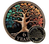 MilestoneMint Juego de regalo de monedas de sobriedad de afirmación | Medallón con chip AA del árbol de la vida con cápsula de fichas, soporte y tarjeta | Regalos de sobriedad para aniversario, mes y