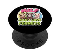 Milf Hombre Amo Hurones Dueño Divertido Amante De Mascotas Chiste para Mujeres PopSockets PopGrip Adhesivo