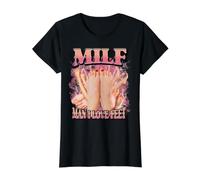 Milf Hombre Amo Pies Divertido Camiseta gráfica económica, Mujer, Negro, XS