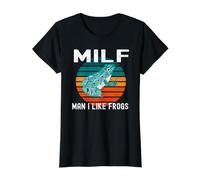Milf Hombre Me Gustan Ranas Divertido Rana Anfibio Papá Broma Camiseta gráfica económica, Mujer, Negro, S