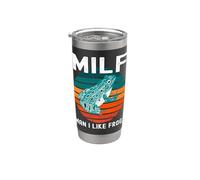 MILF Hombre Me Gustan Ranas Divertido Rana Anfibio Papá Broma Vaso térmico de acero inoxidable de doble pared