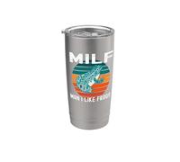 MILF Hombre Me Gustan Ranas Divertido Rana Anfibio Papá Broma Vaso térmico de acero inoxidable de doble pared