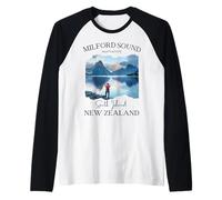 Milford Sound Fjord Senderismo Souvenir Turístico Vacaciones Hombres Niños Camiseta Manga Raglan