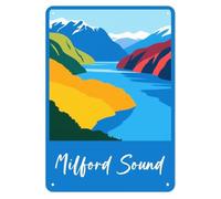 Milford Sound (Nueva Zelanda) Letrero De Metal Vintage Letrero De Lata Impermeable Letreros De Estaño para Granja Pub Taller 20X30Cm