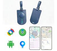 MiLi Etiqueta de Equipaje de Cuero con rastreador, Sistema Dual (iOS/Android) localizador para Maletas, Bolsas de Viaje, Mochilas, Compatible con iOS Buscar y Google Localizador App