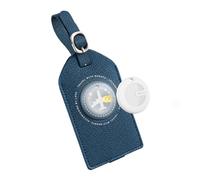 MiLi Etiqueta de Equipaje Inteligente con Localizador Bluetooth, Azul | Compatible con Apple Buscar y Google Localizador, Etiqueta Maleta Viaje Cuero de PU, Tarjeta de identificación incluida