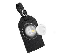 MiLi Etiqueta de Equipaje Inteligente con Localizador Bluetooth, Negro | Compatible con Apple Buscar y Google Localizador, Etiqueta Maleta Viaje Cuero de PU, Tarjeta de identificación incluida