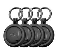 MiLi LiTag Duo Smart Tracker para iOS y Android, localizador de Llaves Compatible con Apple “Buscar” o Android “Localizador”, Pila CR2032, para Llaves, Cartera y Equipaje, Negro, Pack de 4