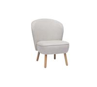 Miliboo AMANITA - Sillón escandinavo, tejido de terciopelo texturizado, color beige y madera clara