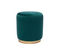 Puf redondo de terciopelo azul petróleo y metal dorado Ø40 cm AMAYA
