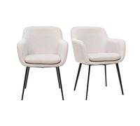 Miliboo AMIKA - Sillas de tela, efecto terciopelo texturizado, color beige y metal