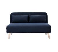 Miliboo AMIKO - Calentador de 2 plazas convertible en tejido azul oscuro y madera clara