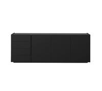 Miliboo - Aparador (3 puertas, 4 cajones, 200 cm, color negro lacado brillante