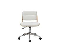 Miliboo Aramon - Silla de escritorio giratoria, color blanco y madera clara
