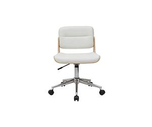 Miliboo Aramon - Silla de escritorio giratoria, color blanco y madera clara
