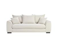 Miliboo Armand - Sofá convertible de 3 plazas (tejido aterciopelado, 12 cm), color beige