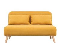 Miliboo Banco convertible 2 plazas en tejido efecto terciopelo amarillo mostaza AMIKO