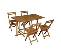 Miliboo Carmen - Set de mesa extensible con almacenamiento y 4 sillas plegables de madera maciza