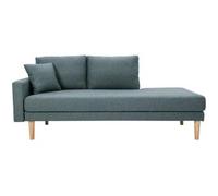 Meridiana escandinava de tela verde gris y madera clara maciza, 190 cm, Bertilla