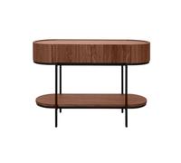 Miliboo Consola de diseño con cajones en nogal oscuro y metal negro L110 cm Skye