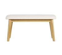 Miliboo ELION - Banco escandinavo de tela con efecto lana rizada, color blanco y madera clara, 92 cm