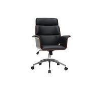 Miliboo Elon - Silla de oficina, diseño negro y madera oscura