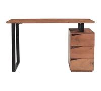 Miliboo Escritorio de madera de acacia maciza y metal negro 3 cajones 130 cm HORACE