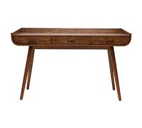 Miliboo Hallen - Escritorio con 3 cajones (madera oscura, 132 cm), color nogal