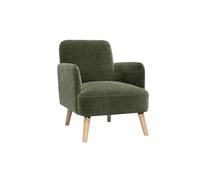 Miliboo ISKO - Sillón escandinavo, tejido de terciopelo, color verde caqui y madera clara, color verde