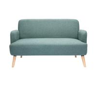 Miliboo ISKO - Sofá escandinavo de 2 plazas de tela verde gris y madera clara