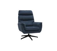 Miliboo Jonah - Sillón giratorio (tejido de chenilla, color azul oscuro y metal), color negro