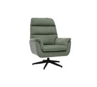 Sillón giratorio de tela chenilla verde kaki y metal negro JONAH