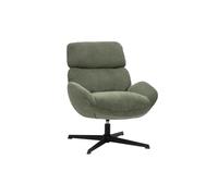 Miliboo KLEM - Sillón giratorio (tejido pana, color verde caqui y metal), color negro
